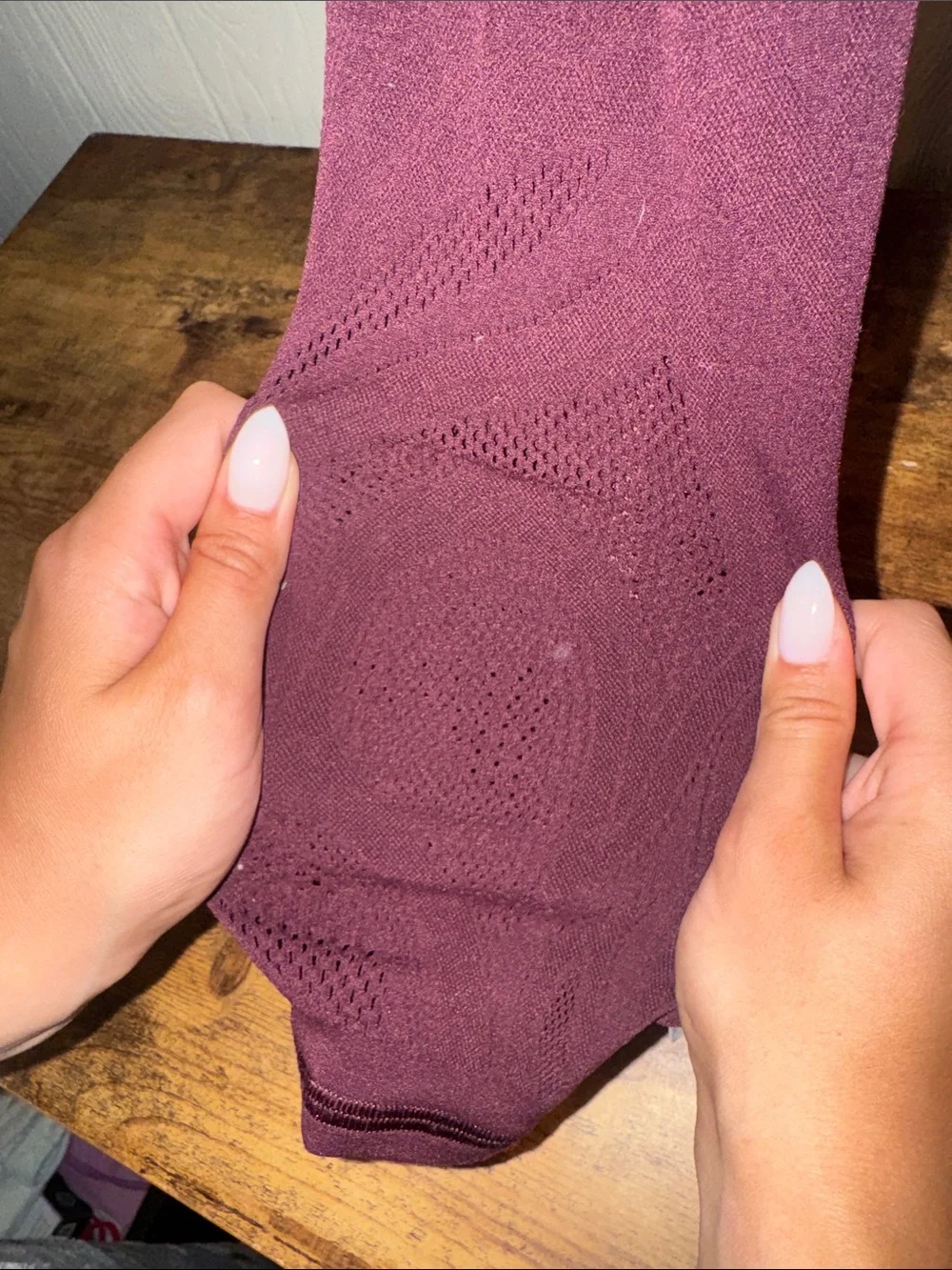 High-Waist Burgundy Mesh Leggings